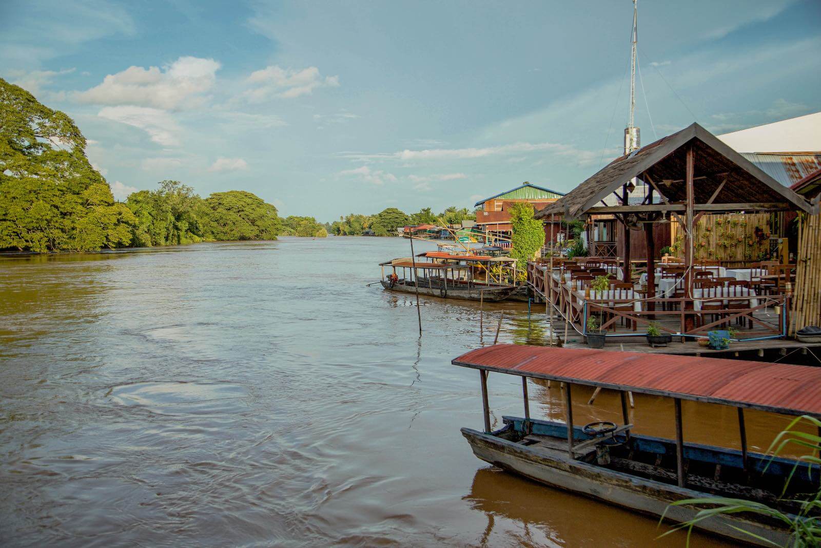Houses on the water in Don Det, Laos