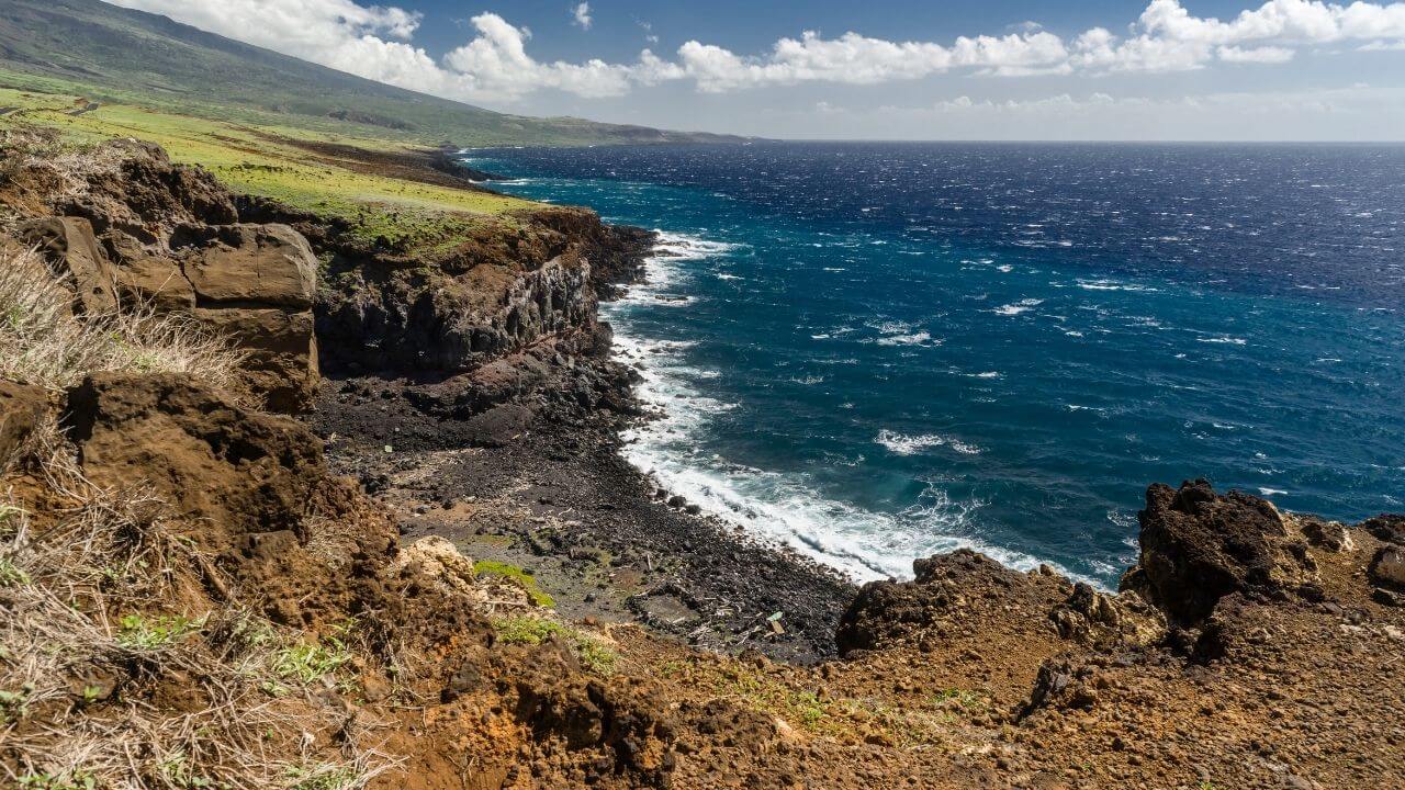 Black sand beach on Maui