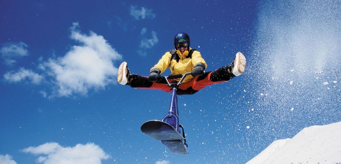 ski biking in Vail in the winter 