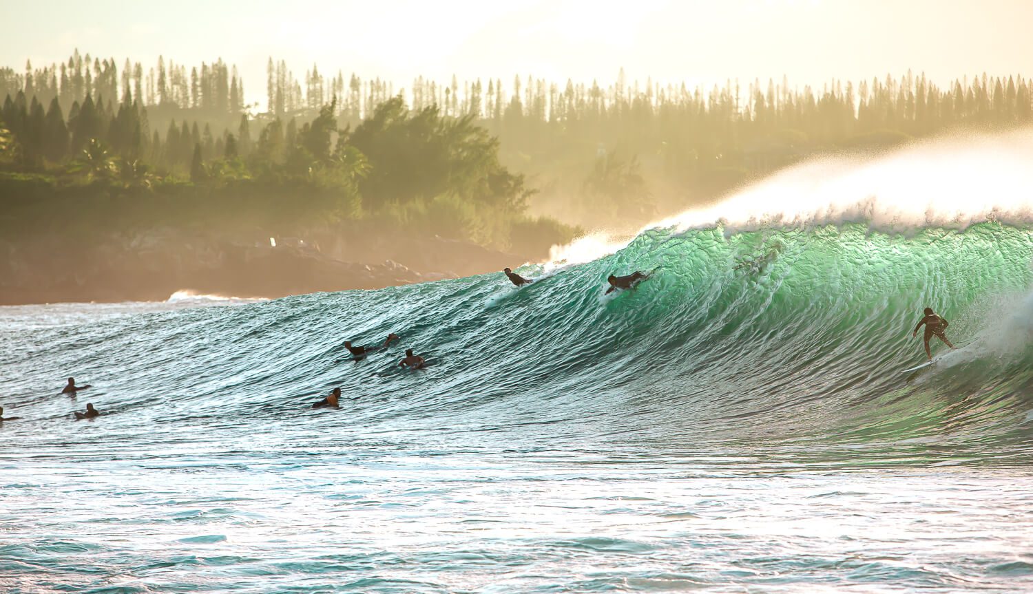 Surfers at Honolua Bay 