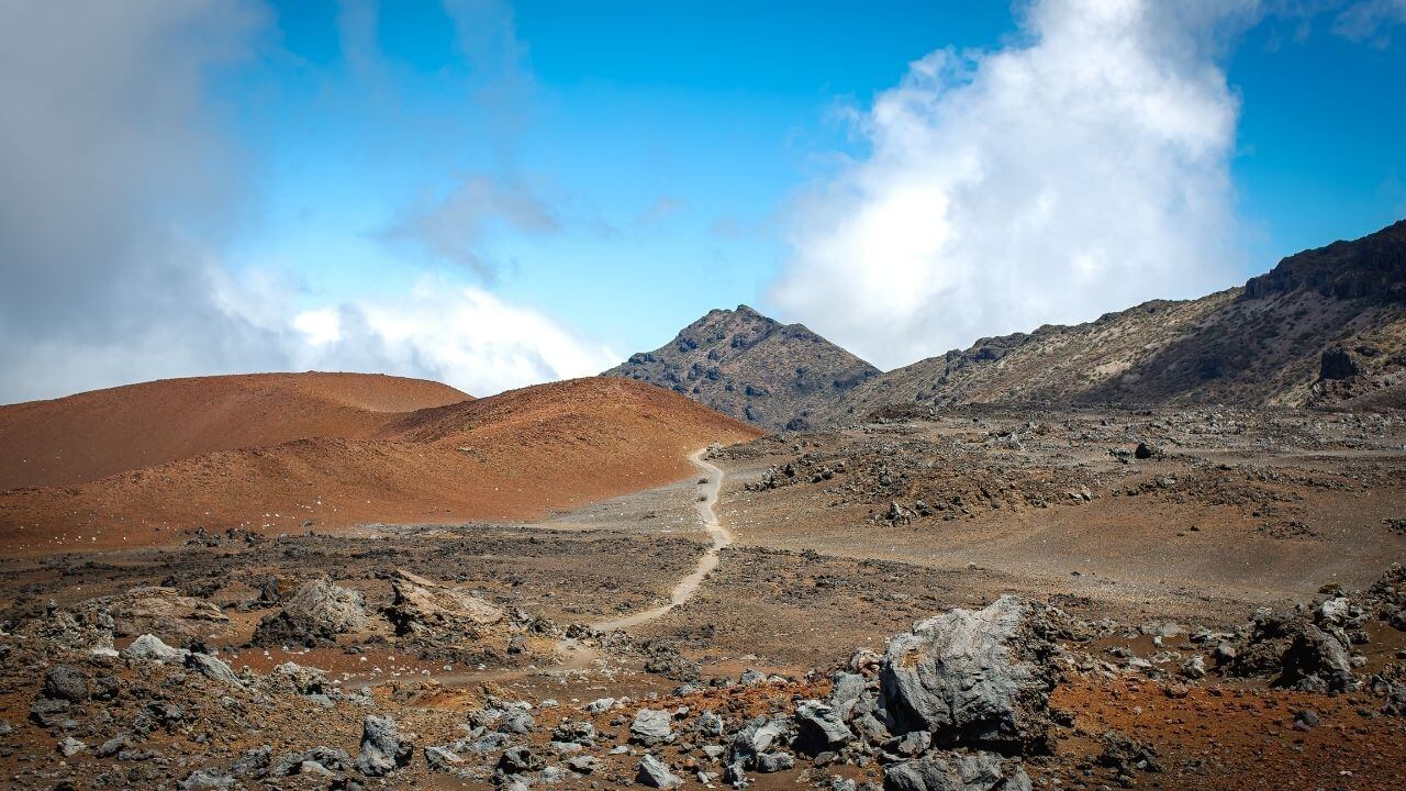 hiking through Haleakala Crater