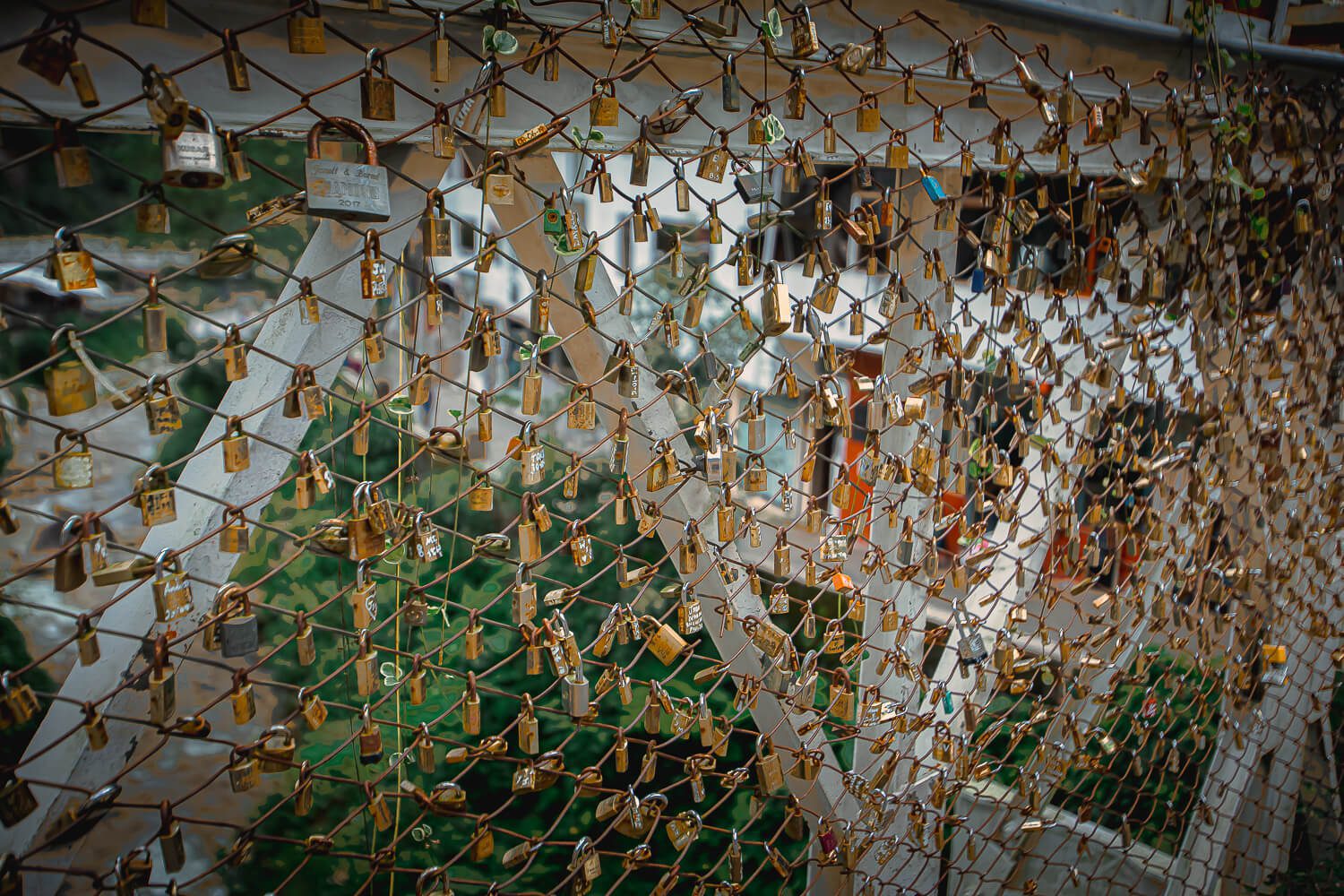 Locks on a bridge in Aguas Calientes
