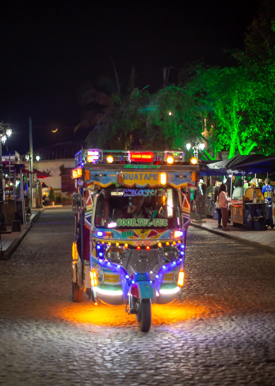Tuk Tuk in the night in Guatape Town