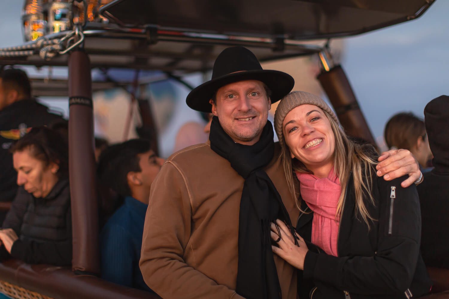 Inside a hot air balloon in Cappadocia, Turkey