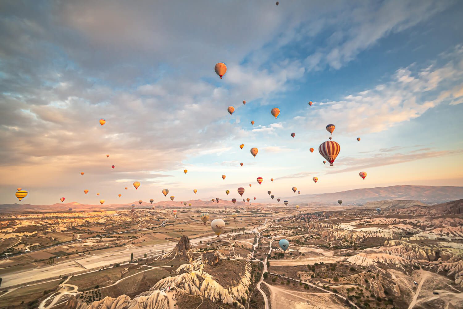 Balloons in the sky in Cappadocia, Turkey