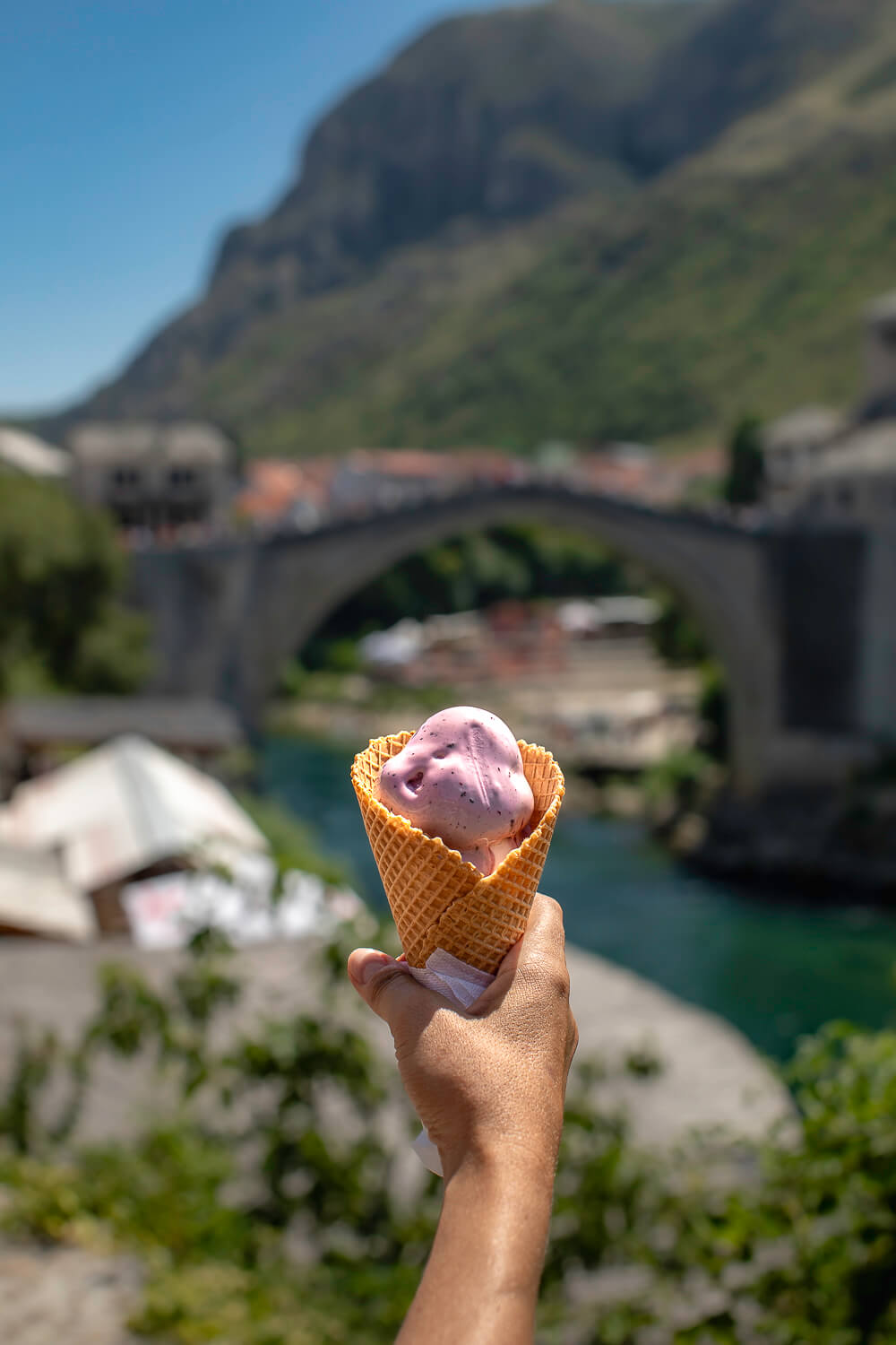 Ice cream in front of Stari Most