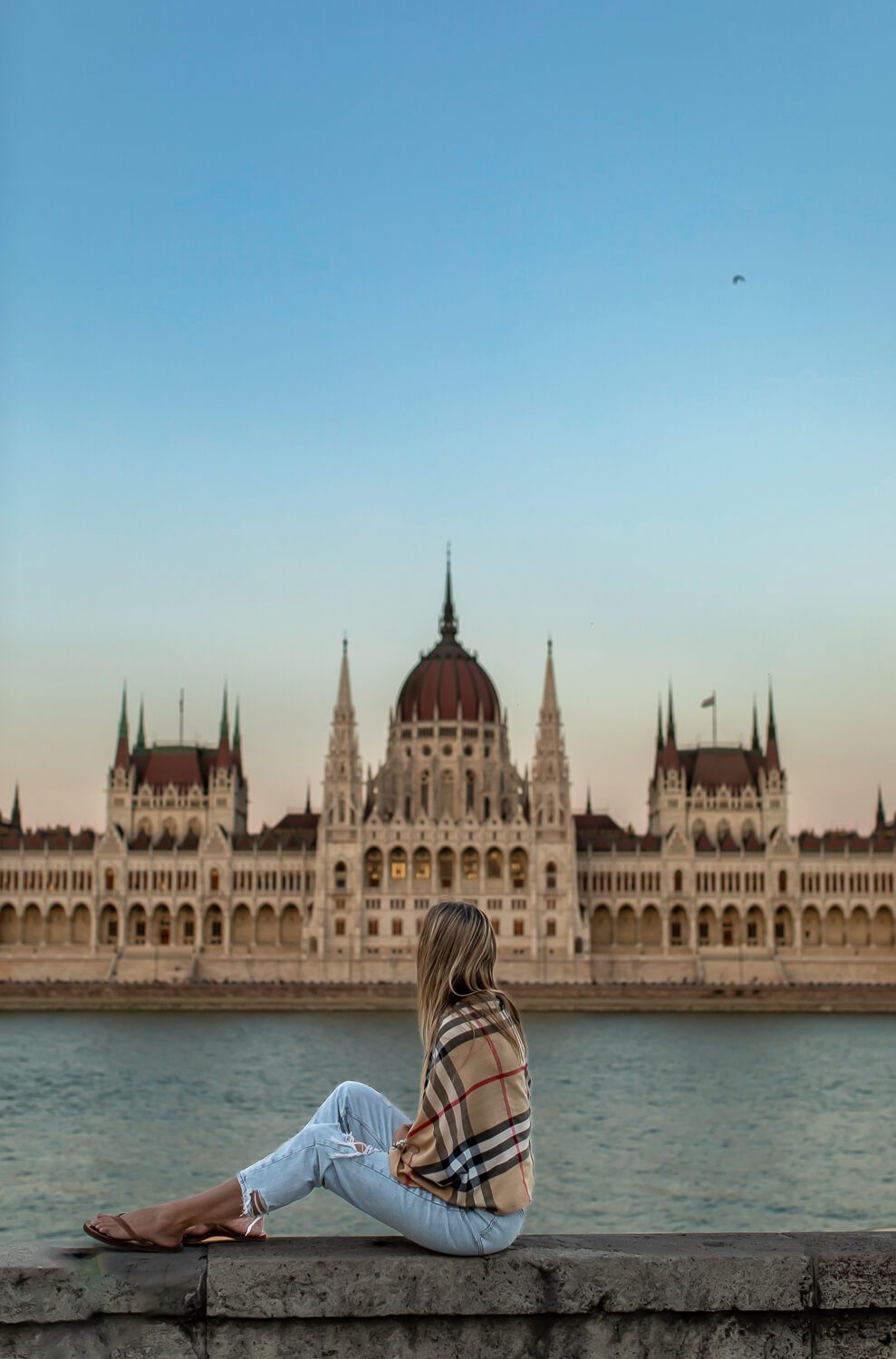 Sunset at the Parliament Building in Budapest