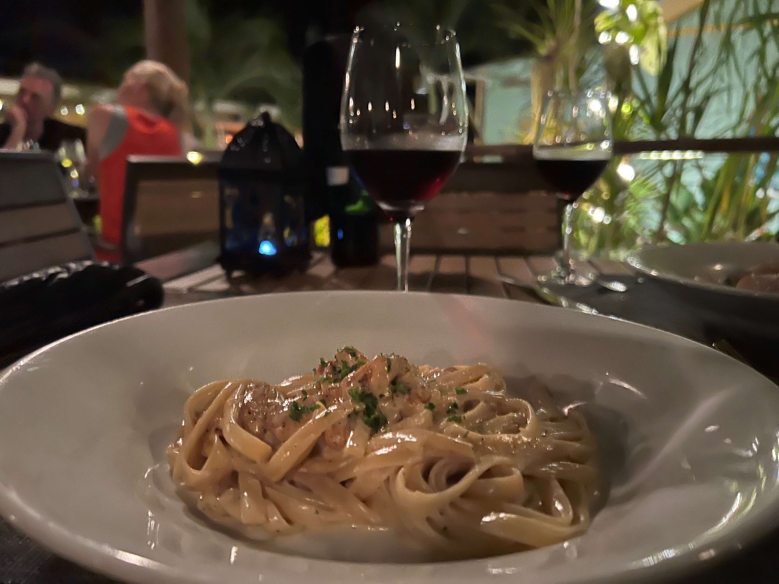 eating Italian in Caye Caulker Belize 