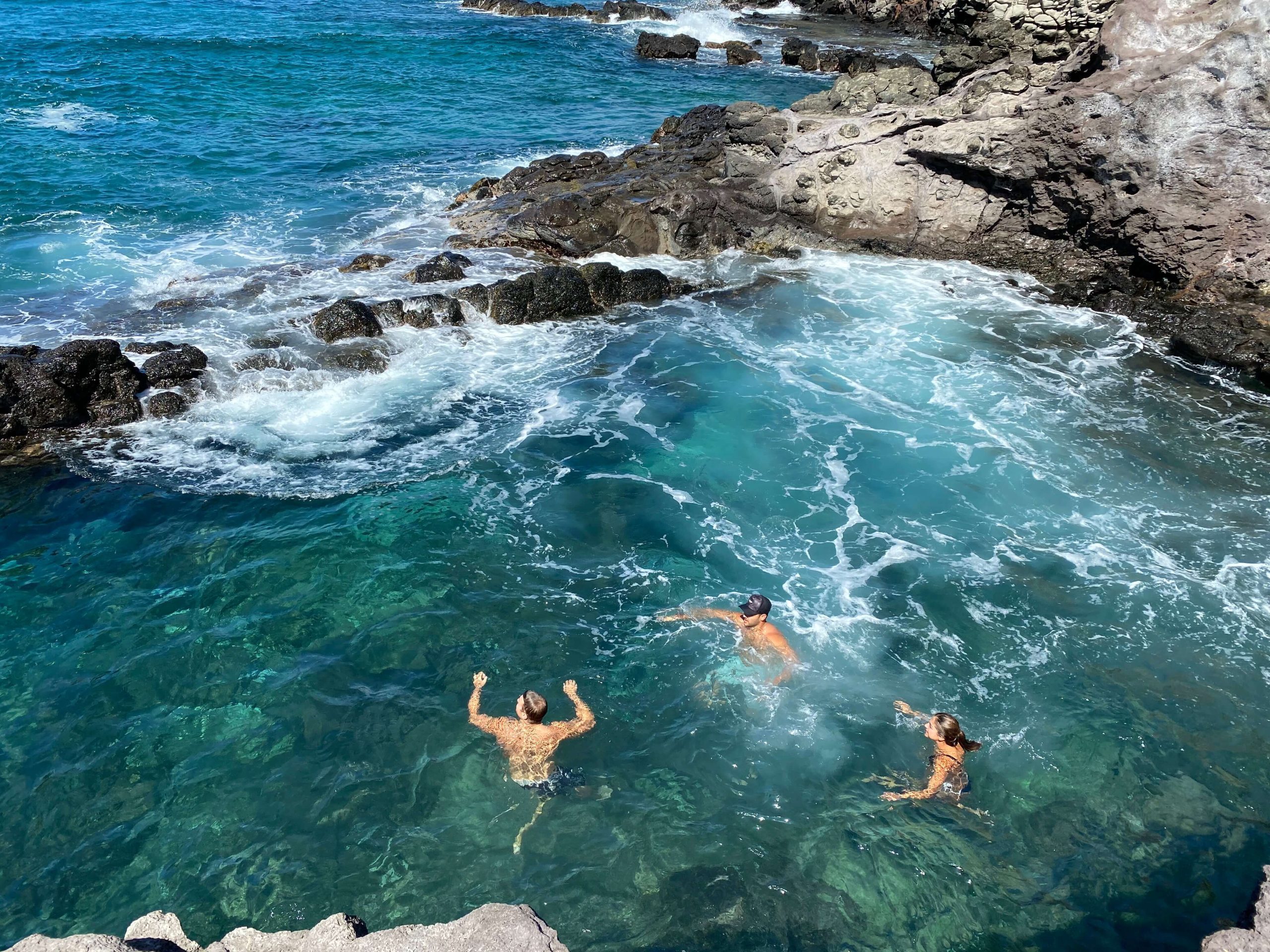 Swimming in a tide pool near the ocean