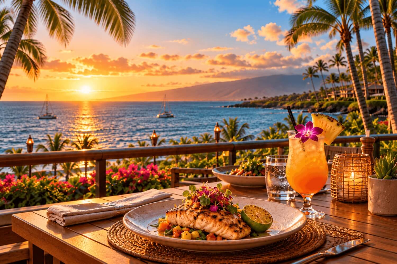 Fish Dinner on the water in Wailea, Maui